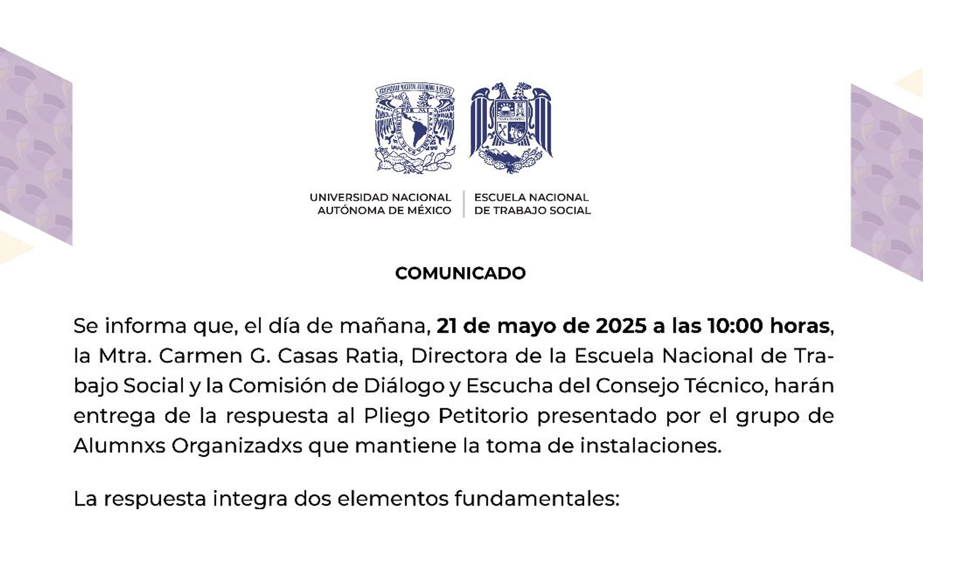 Comunicado 21 mayo 2025